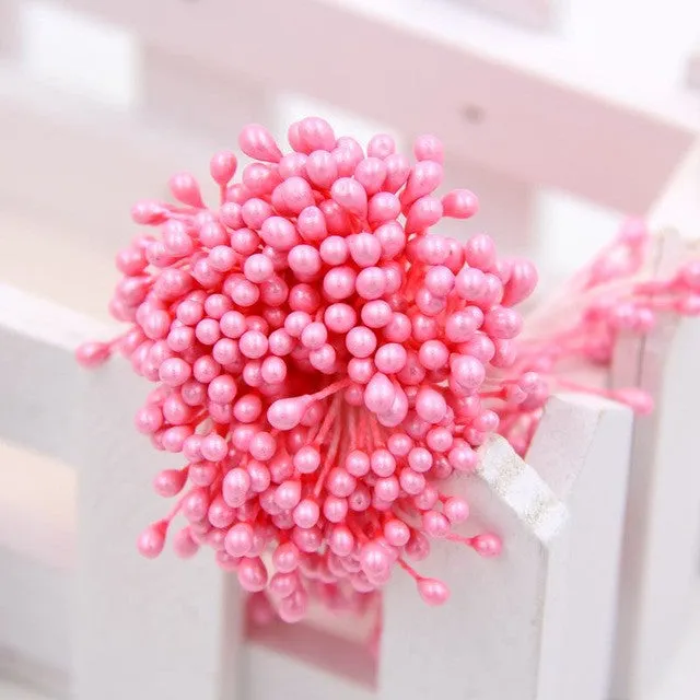 1 Bundle= (150PCS )Artificial Flower Double Heads Stamen Pearlized Craft Cards Cakes Decor Floral for home wedding party decor