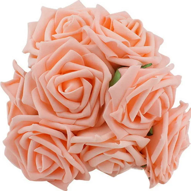 11 Colors 10 Heads 8CM Artificial Rose Flowers  Wedding Bride Bouquet PE Foam  DIY Home Decor Rose Flowers VB364 P12  0.5