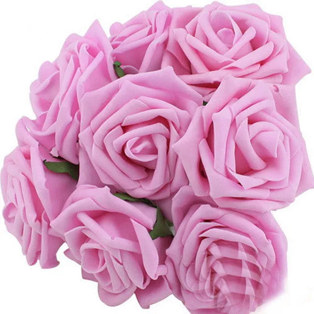 11 Colors 10 Heads 8CM Artificial Rose Flowers  Wedding Bride Bouquet PE Foam  DIY Home Decor Rose Flowers VB364 P12  0.5