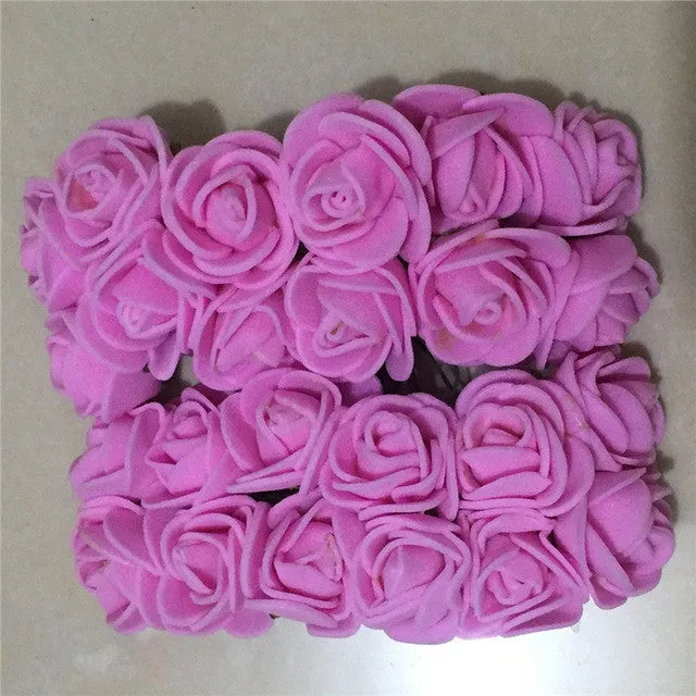 12pcs/lot Mini Artificial Rose Flowers Party Wedding decoration for home PE Foam flowers wreaths Artificial 2-2.5cm Head 6z