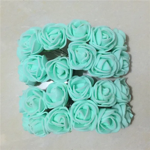 12pcs/lot Mini Artificial Rose Flowers Party Wedding decoration for home PE Foam flowers wreaths Artificial 2-2.5cm Head 6z