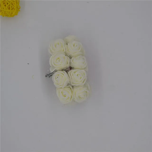 12pcs/lot Mini Artificial Rose Flowers Party Wedding decoration for home PE Foam flowers wreaths Artificial 2-2.5cm Head 6z