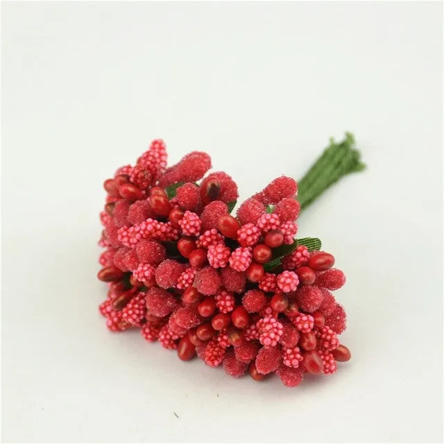 12pcs/lot Mulberry stems Artificial Flowers Stamen /DIY Pistils For Flowers Heads Wedding Scrapbooking Wire Craft Decoration