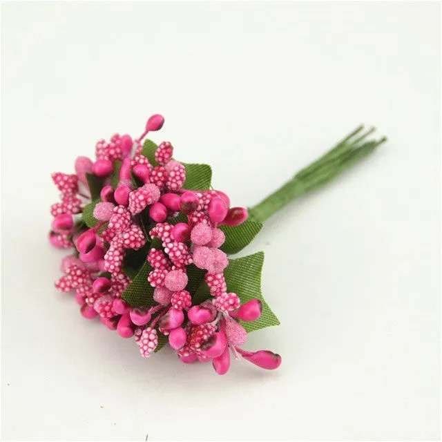 12pcs/lot Mulberry stems Artificial Flowers Stamen /DIY Pistils For Flowers Heads Wedding Scrapbooking Wire Craft Decoration