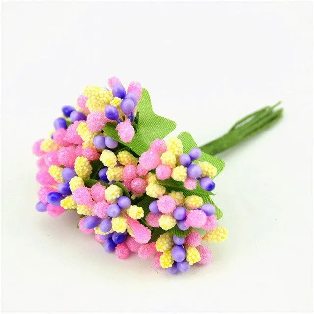 12pcs/lot Mulberry stems Artificial Flowers Stamen /DIY Pistils For Flowers Heads Wedding Scrapbooking Wire Craft Decoration