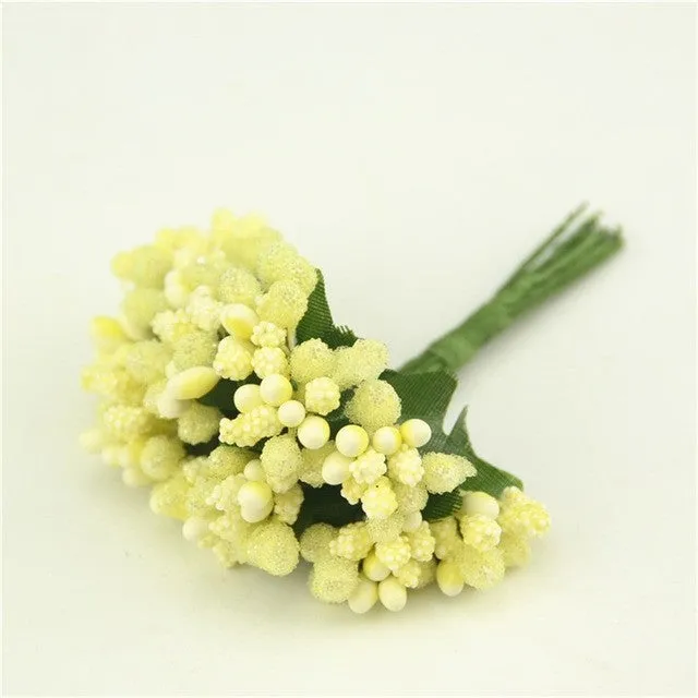 12pcs/lot Mulberry stems Artificial Flowers Stamen /DIY Pistils For Flowers Heads Wedding Scrapbooking Wire Craft Decoration