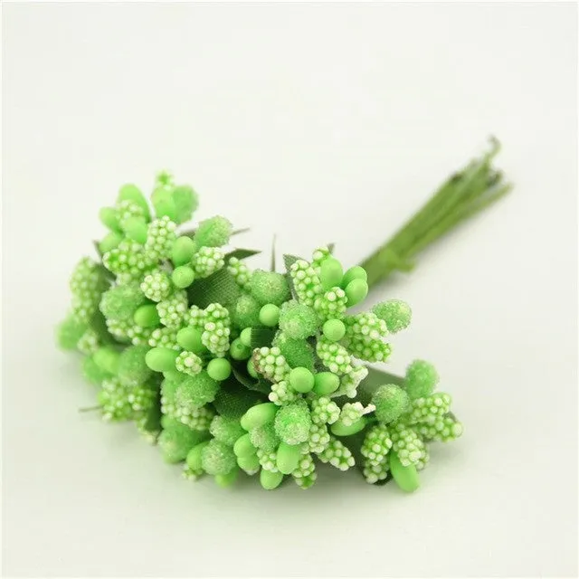 12pcs/lot Mulberry stems Artificial Flowers Stamen /DIY Pistils For Flowers Heads Wedding Scrapbooking Wire Craft Decoration