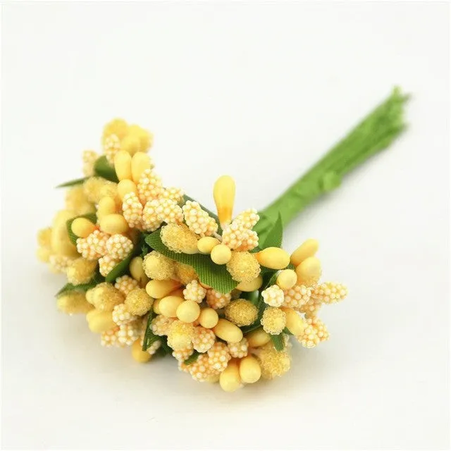 12pcs/lot Mulberry stems Artificial Flowers Stamen /DIY Pistils For Flowers Heads Wedding Scrapbooking Wire Craft Decoration