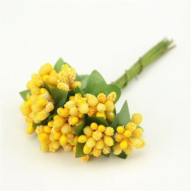 12pcs/lot Mulberry stems Artificial Flowers Stamen /DIY Pistils For Flowers Heads Wedding Scrapbooking Wire Craft Decoration