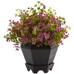 13" Artificial Sedum & Eucalyptus with Planter - Low Maintenance, Life-Like & Vibrant Silk Plants For Busy People.