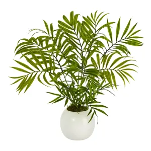 14” Mini Areca Palm Artificial Plant in White Planter