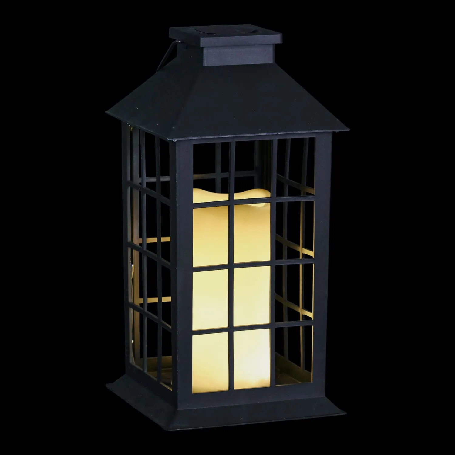 2 Piece Solar Window Pane Plastic Lantern Set with Candles Included, 11.5 Inch