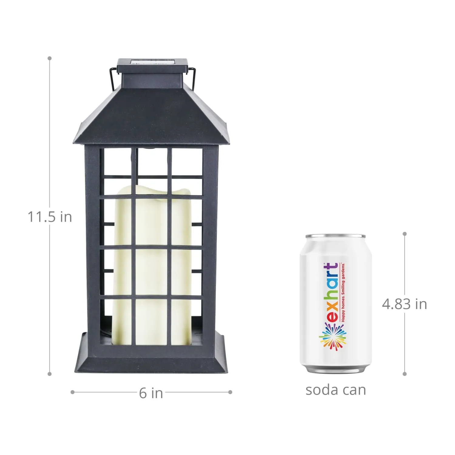 2 Piece Solar Window Pane Plastic Lantern Set with Candles Included, 11.5 Inch