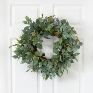 23” Mix Royal Ruscus, Fittonia and Berries Artificial Wreath