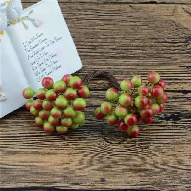 25Pcs 50heads 0.6cm Berry Bacca Artificial Flower For Wedding Decoration DIY Scrapbooking Decorative Wreath Fake Flowers