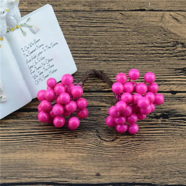 25Pcs 50heads 0.6cm Berry Bacca Artificial Flower For Wedding Decoration DIY Scrapbooking Decorative Wreath Fake Flowers