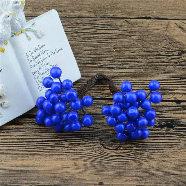 25Pcs 50heads 0.6cm Berry Bacca Artificial Flower For Wedding Decoration DIY Scrapbooking Decorative Wreath Fake Flowers