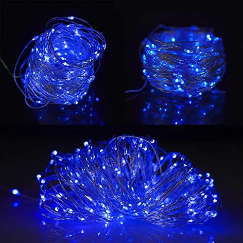 3 Inches LED String Light - Dimmable Control - Starry Silver Wire Lights - Blue