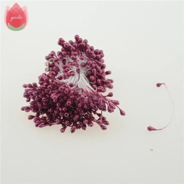 300pcs Mini Pearl Stamen Sugar Handmade Artificial Flower For Wedding Decoration DIY Scrapbooking Decorative Wreath Fake Flowers