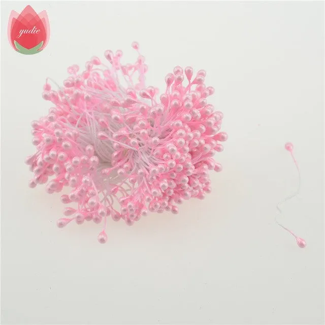 300pcs Mini Pearl Stamen Sugar Handmade Artificial Flower For Wedding Decoration DIY Scrapbooking Decorative Wreath Fake Flowers