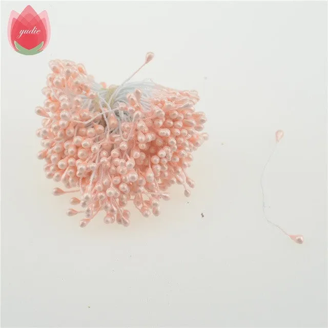 300pcs Mini Pearl Stamen Sugar Handmade Artificial Flower For Wedding Decoration DIY Scrapbooking Decorative Wreath Fake Flowers