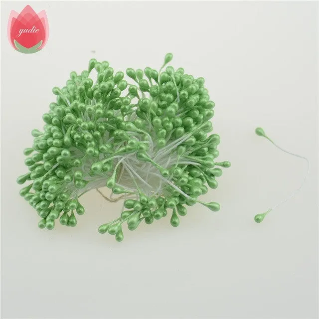 300pcs Mini Pearl Stamen Sugar Handmade Artificial Flower For Wedding Decoration DIY Scrapbooking Decorative Wreath Fake Flowers