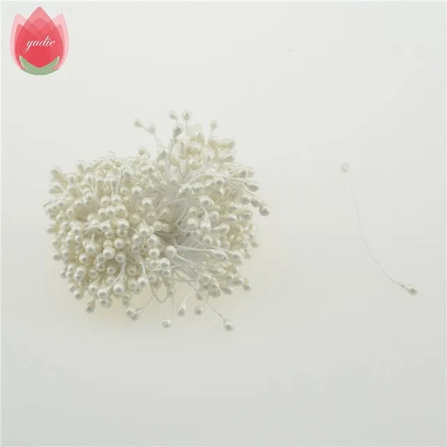 300pcs Mini Pearl Stamen Sugar Handmade Artificial Flower For Wedding Decoration DIY Scrapbooking Decorative Wreath Fake Flowers