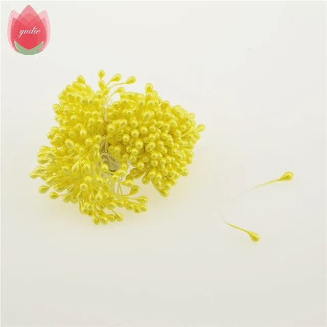 300pcs Mini Pearl Stamen Sugar Handmade Artificial Flower For Wedding Decoration DIY Scrapbooking Decorative Wreath Fake Flowers