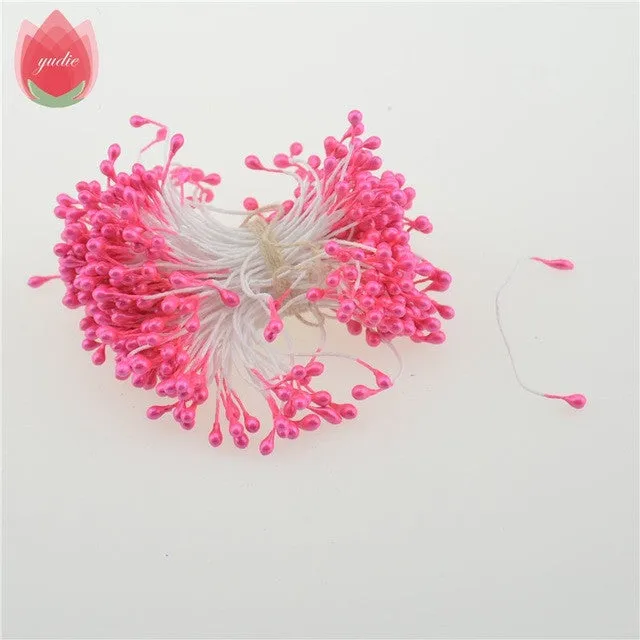 300pcs Mini Pearl Stamen Sugar Handmade Artificial Flower For Wedding Decoration DIY Scrapbooking Decorative Wreath Fake Flowers