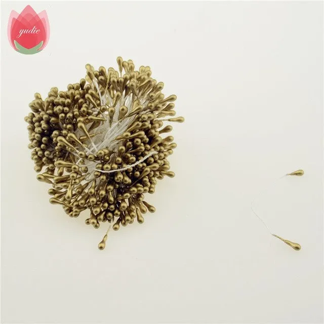 300pcs Mini Pearl Stamen Sugar Handmade Artificial Flower For Wedding Decoration DIY Scrapbooking Decorative Wreath Fake Flowers