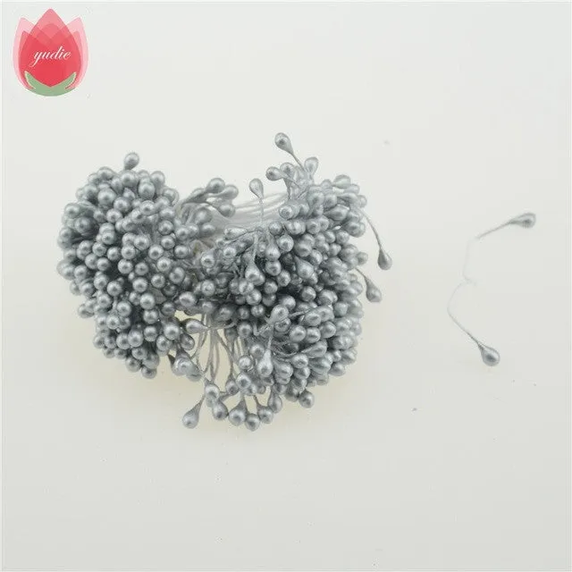 300pcs Mini Pearl Stamen Sugar Handmade Artificial Flower For Wedding Decoration DIY Scrapbooking Decorative Wreath Fake Flowers