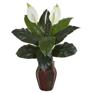 31" Spathifyllum Artificial Plant in Decorative Planter"