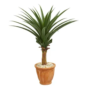 3.5' Agave Artificial Plant in Terra Cotta Planter