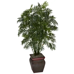 45" Artificial Mini Bamboo Palm w/Decorative Vase - Low Maintenance, Life-Like & Vibrant Silk Plants For Busy People.