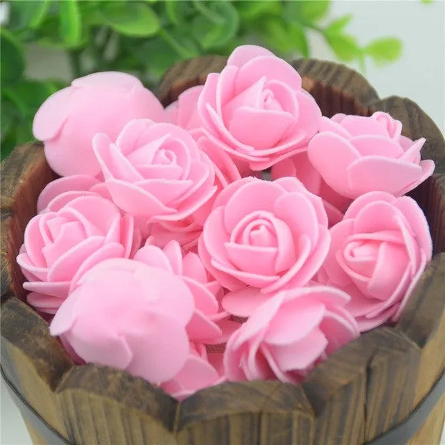 50pcs/lot Mini PE Foam Rose Flower Head Artificial Rose Flowers Handmade DIY Wedding Home Decoration Festive & Party Supplies