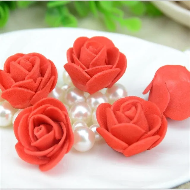 50pcs/lot Mini PE Foam Rose Flower Head Artificial Rose Flowers Handmade DIY Wedding Home Decoration Festive & Party Supplies