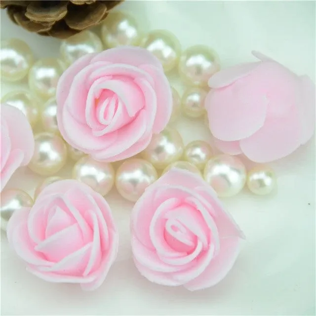 50pcs/lot Mini PE Foam Rose Flower Head Artificial Rose Flowers Handmade DIY Wedding Home Decoration Festive & Party Supplies