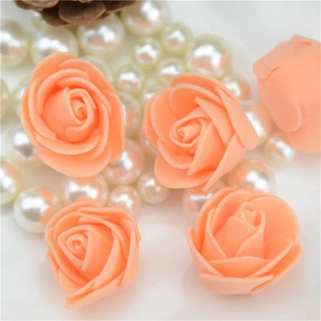 50pcs/lot Mini PE Foam Rose Flower Head Artificial Rose Flowers Handmade DIY Wedding Home Decoration Festive & Party Supplies