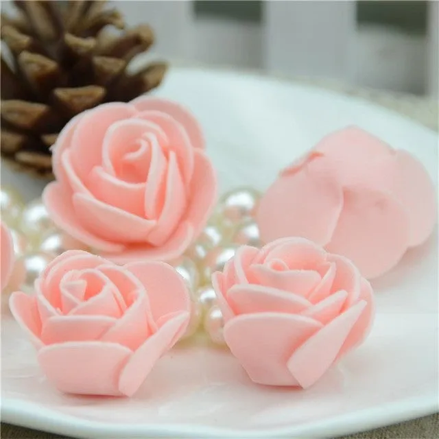 50pcs/lot Mini PE Foam Rose Flower Head Artificial Rose Flowers Handmade DIY Wedding Home Decoration Festive & Party Supplies