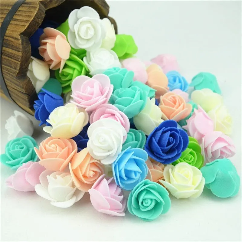 50pcs/lot Mini PE Foam Rose Flower Head Artificial Rose Flowers Handmade DIY Wedding Home Decoration Festive & Party Supplies