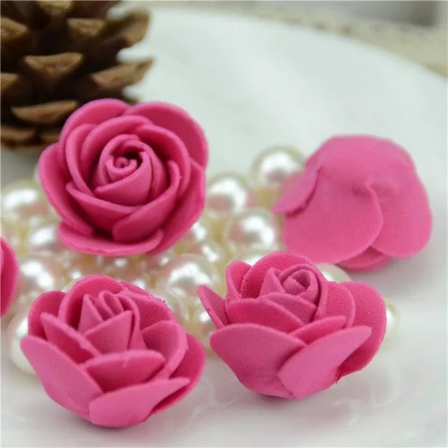 50pcs/lot Mini PE Foam Rose Flower Head Artificial Rose Flowers Handmade DIY Wedding Home Decoration Festive & Party Supplies