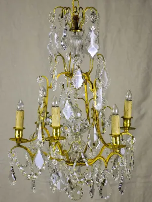 A small antique French crystal chandelier - 6 lights