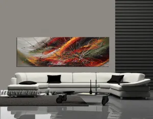 Abstract painting on Canvas Red Blue 72", Wall Art Home Decor - Fall Begins