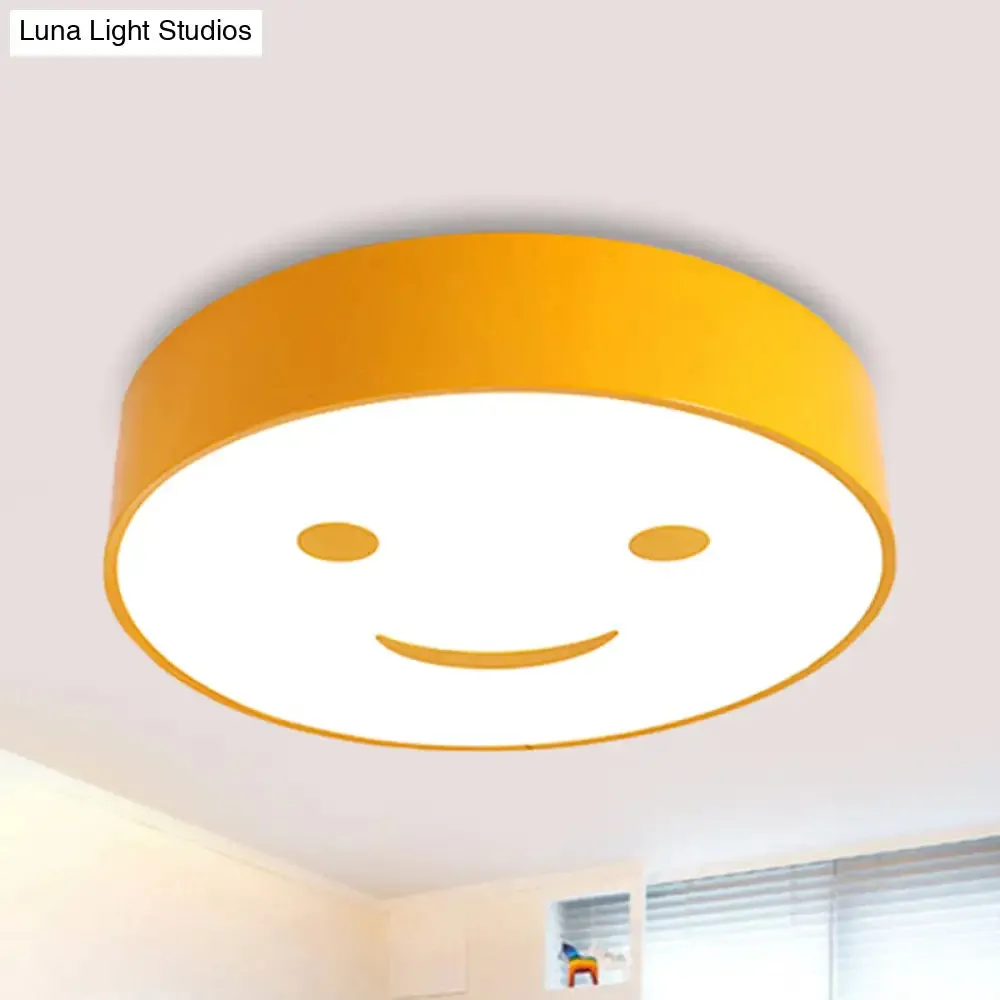 Adorable Smiling Face LED Baby Bedroom Ceiling Light - Round Flush Mount Acrylic Lamp