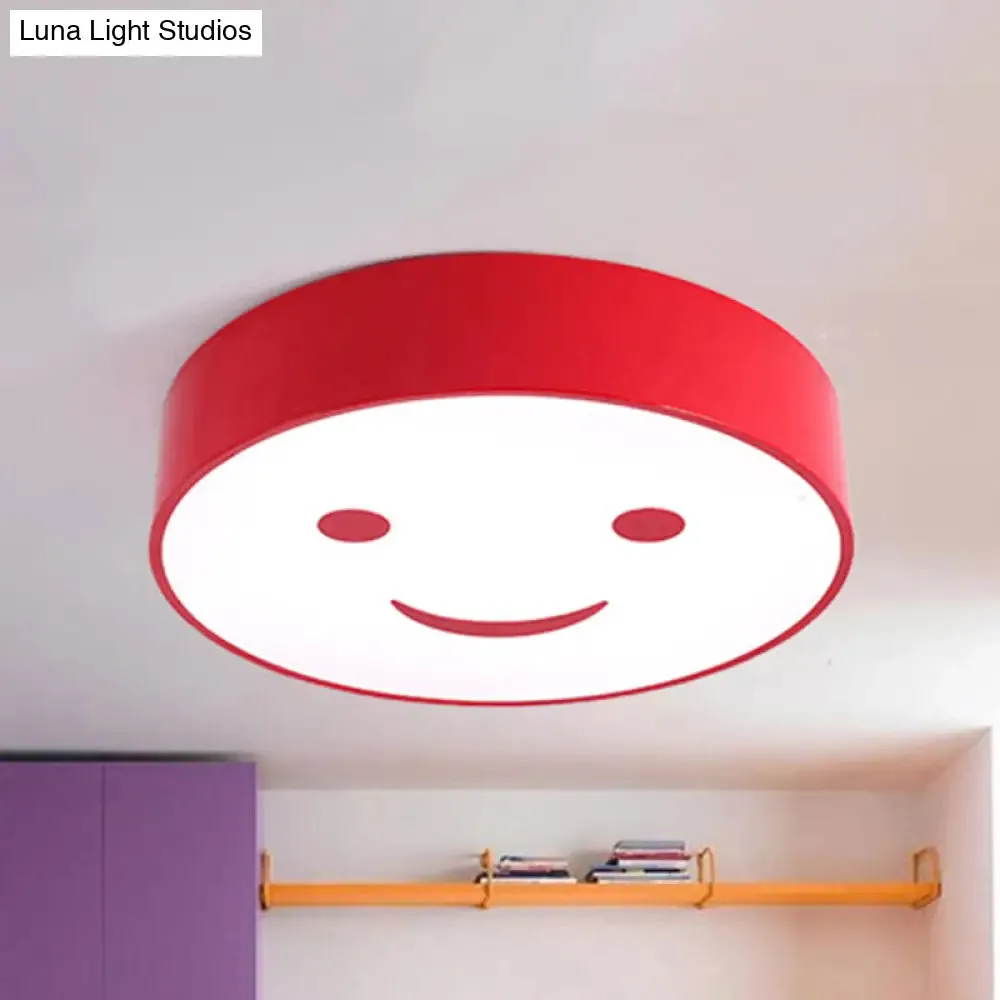 Adorable Smiling Face LED Baby Bedroom Ceiling Light - Round Flush Mount Acrylic Lamp