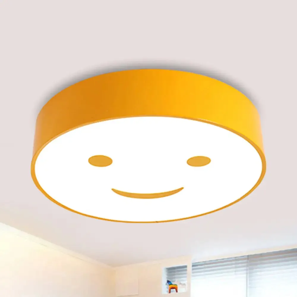 Adorable Smiling Face LED Baby Bedroom Ceiling Light - Round Flush Mount Acrylic Lamp