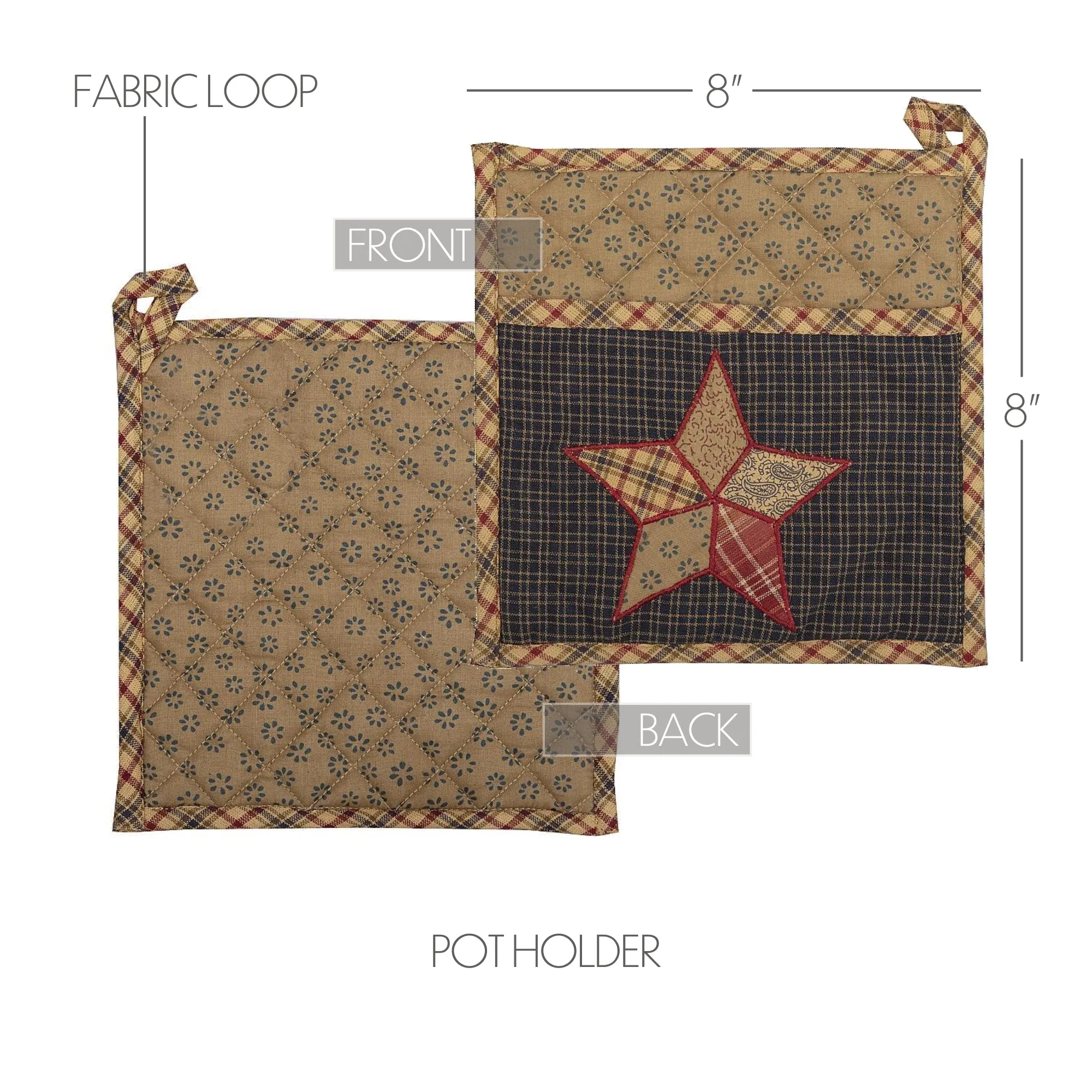 Arlington Pot Holder with Pocket & Patchwork Star 8x8