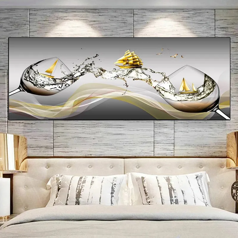 Art mural Modern Abstract Golden Wine