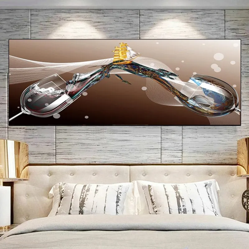 Art mural Modern Abstract Golden Wine