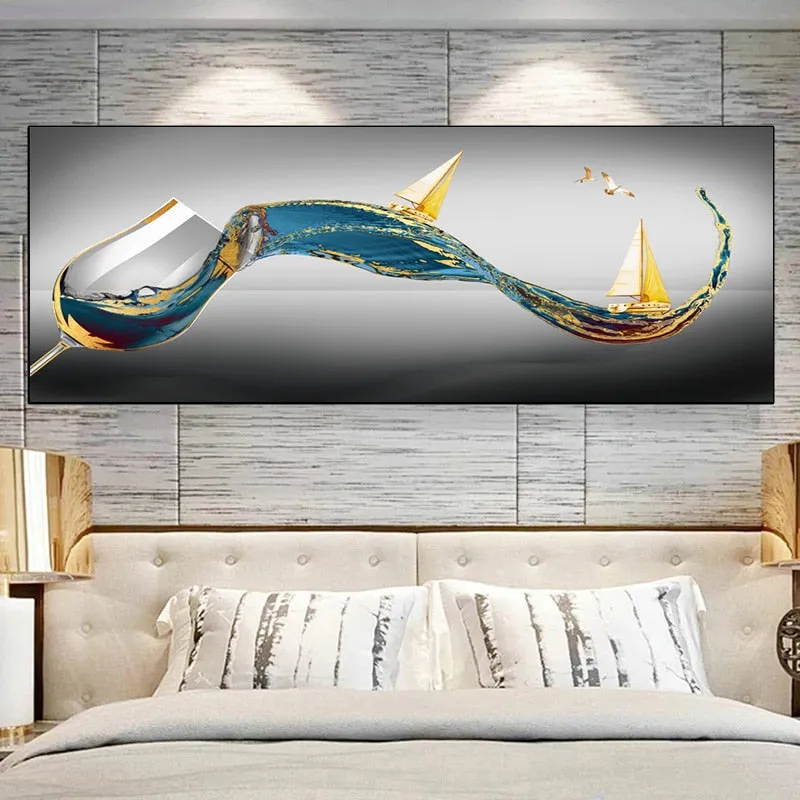 Art mural Modern Abstract Golden Wine